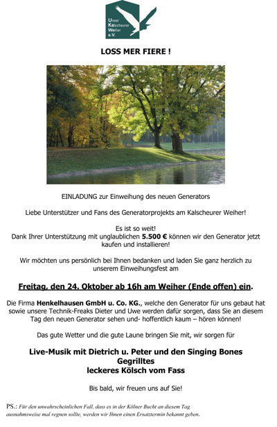 Strom am Weiher, ein Generator für Generationen