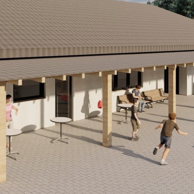 Überdachung am Sportplatz Güllesheim als Regenschutz