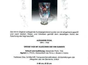 Erwerb einer wertvollen Vase des Glaskünstlers Alexander Pfohl