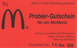 McDonlads Gutscheine McMenü