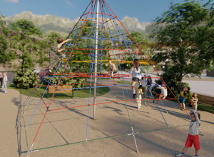 Seilpyramide zum Klettern und Entdecken für unseren Schulhof