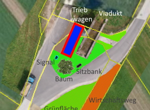 Eisenbahntriebwagen und Gestaltung Viadukt in der Erlacher Au