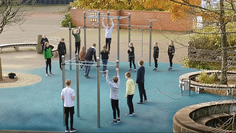 Stadtwerke: Fit a. d. Vikilu-Schulhof–gemeinsam zur Calisthenics-Anlag