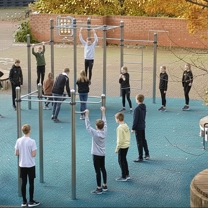 Stadtwerke: Fit a. d. Vikilu-Schulhof–gemeinsam zur Calisthenics-Anlag