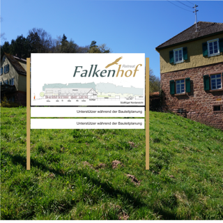 Dein Name auf dem Falkenhof - Bauschild & Einladung zum Richtfest