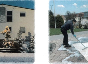 Überdachung der Bühne auf dem Dorfplatz in W E