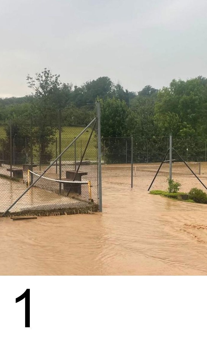 Hochwasserschutz und Wiederaufbau der Tennisplätze - Platz 1