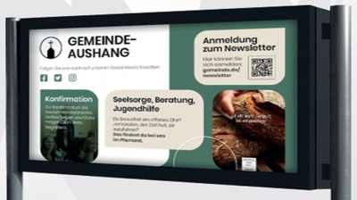 Digitale Dorfinformationspunkte mit überdachten Wartebereichen