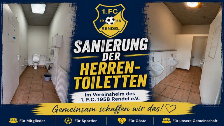 Neue Herren-Toiletten für unser Vereinsheim – Gemeinsam für den 1. F.C