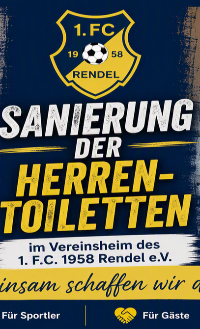 Neue Herren-Toiletten für unser Vereinsheim – Gemeinsam für den 1. F.C