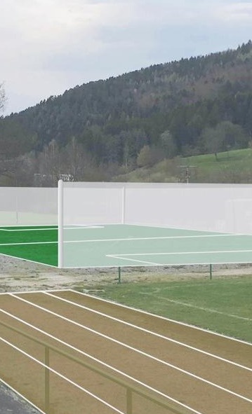 Kunstrasenfeld + Laufbahn