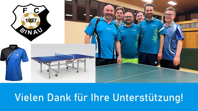 Anschaffung von neuen Trikots &amp;amp; Tischtennisplatten FC 1927 Binau e.V.