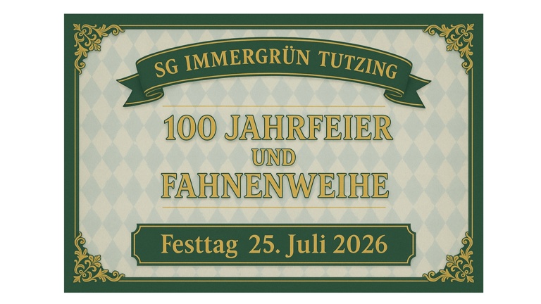 100 jähriges Vereinsjubiläum, Fahnenweihe mit Gottesdienst und Umzug