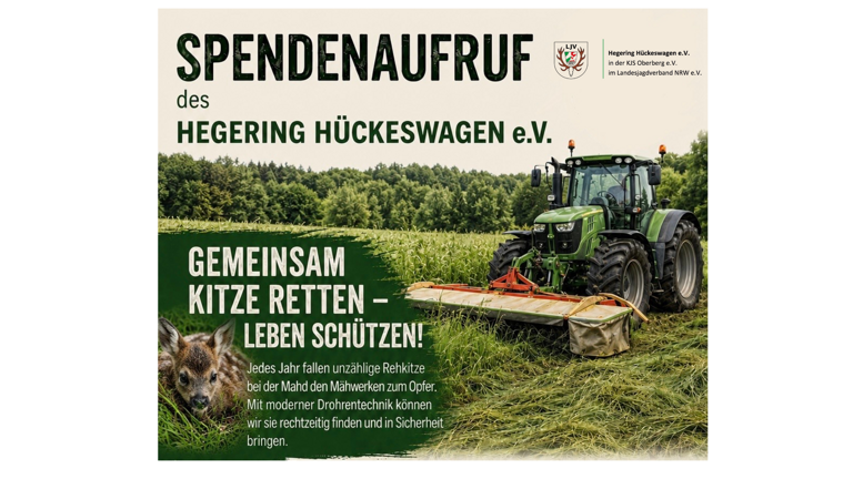 Spendenaufruf der Jägerschaft Hückeswagen für die Drohnen-Kitzrettung