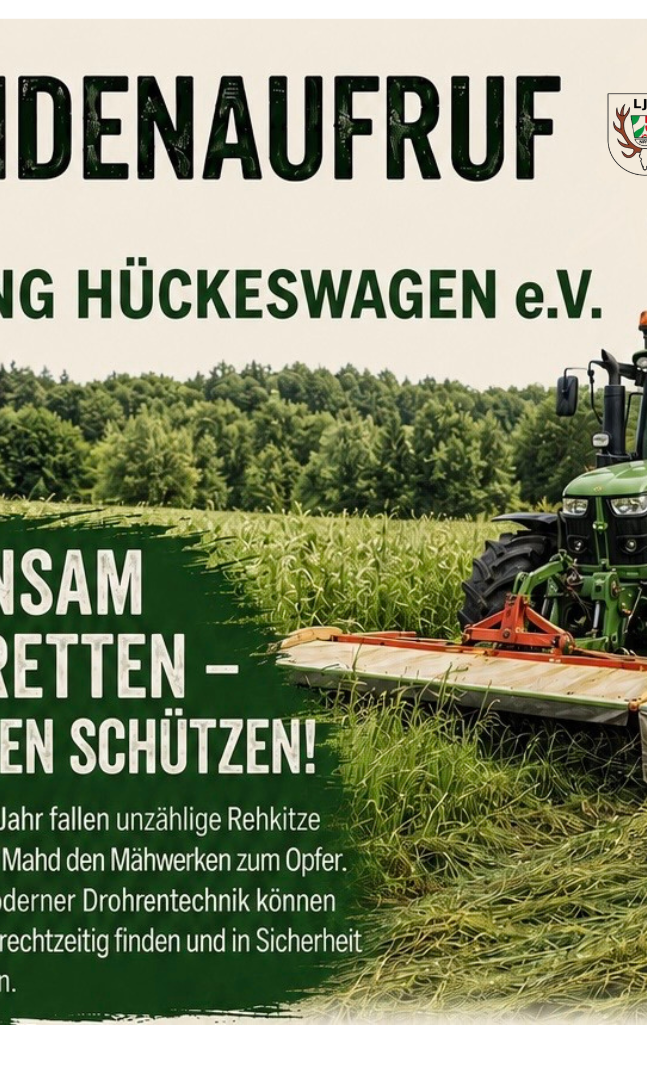 Spendenaufruf der Jägerschaft Hückeswagen für die Drohnen-Kitzrettung