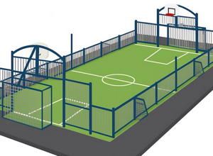 Multifunktionssportfeld auf dem Schulhof der Grundschule in Oedt