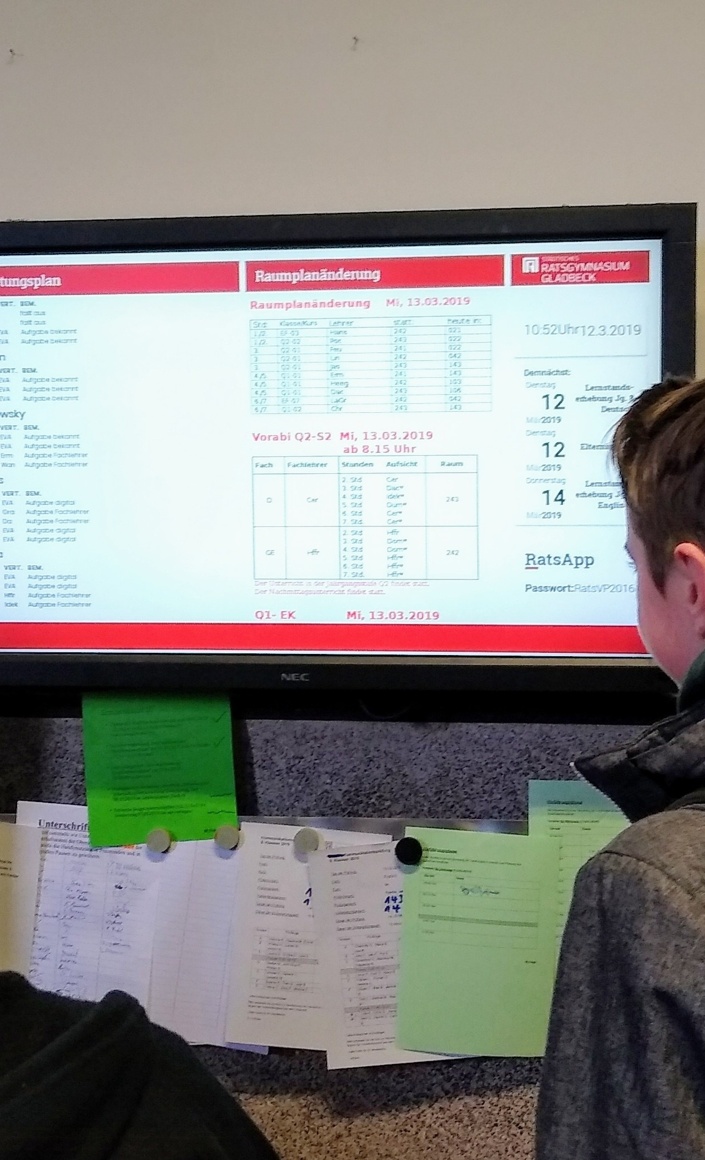 Informationsdisplay für das Ratsgymnasium