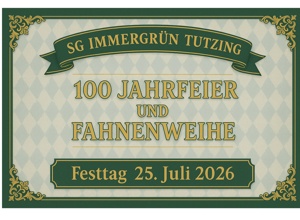 100 jähriges Vereinsjubiläum, Fahnenweihe mit Gottesdienst und Umzug