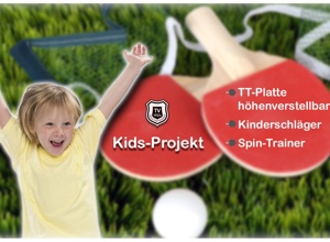 Höhenverstellbare Tischtennisplatte und Kinderschläger