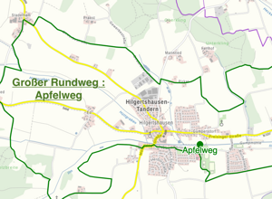 Beschilderte Themenwege mit Übersichtstafel und Sitzbänken
