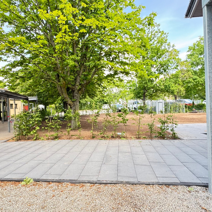 Trocken ans Ziel - überdachter Weg zwischen Sportzentrum und Tanzhalle