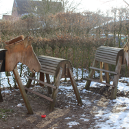3 Holzpferde für den Außenbereich