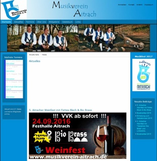 Veröffentlichung der Unterstützer auf der Homepage des MV Aitrach