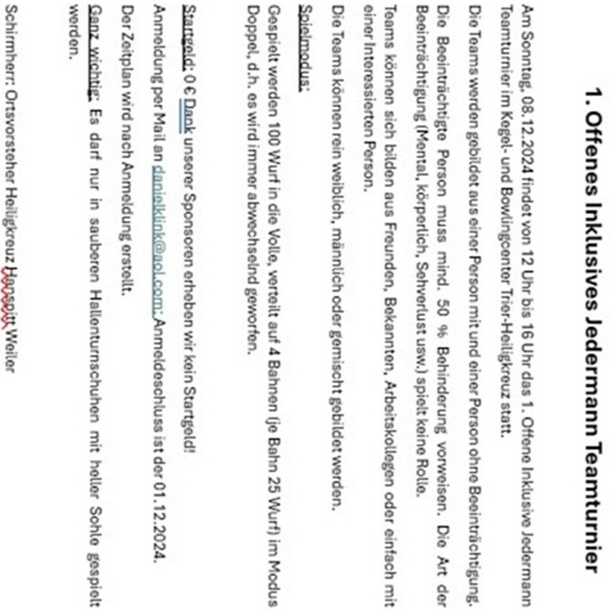1. Offenes Inklusives Jedermann Teamturnier