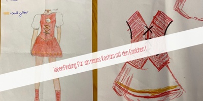 Neue Kostüme für das Kindertanzcorps "Rot-Weiße Eselchen"