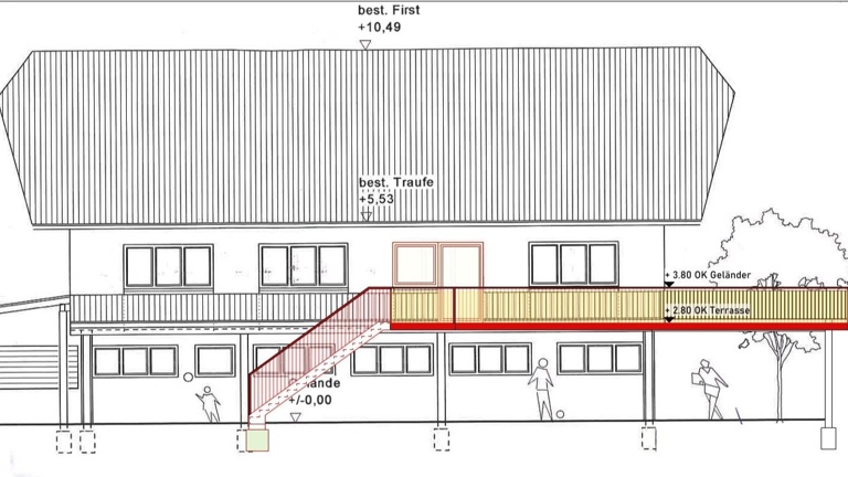 Terrasse am Sportgelände der Sportfreunde Obersimonswald