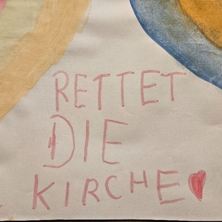 Kinderzeichnung mit entsprechendem Kirchenmotiv