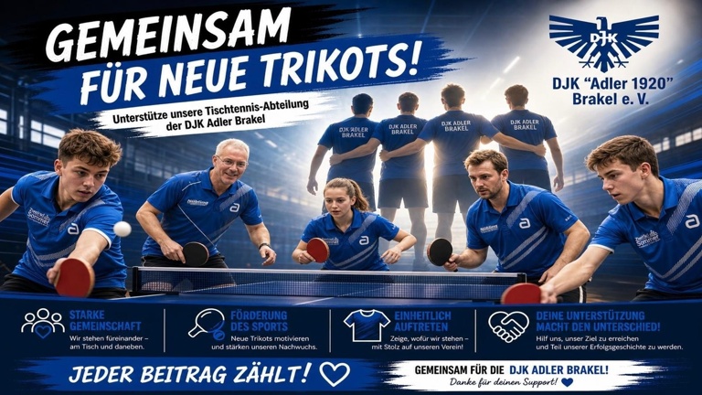 Neue Trikots für die Tischtennisabteilung der DJK Adler Brakel e.V.