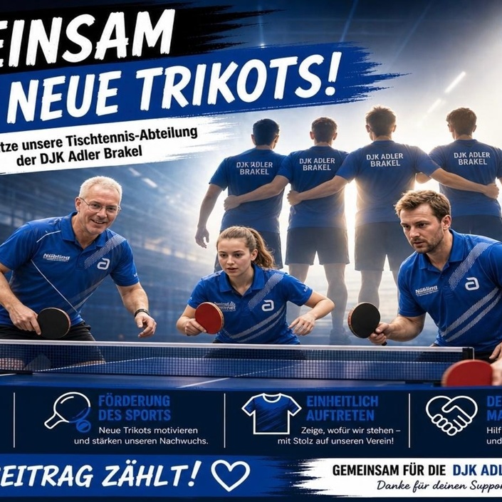 Neue Trikots für die Tischtennisabteilung der DJK Adler Brakel e.V.